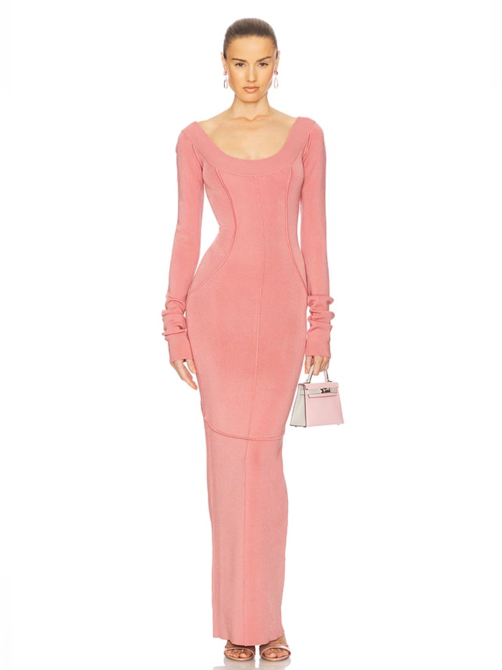 Scarlet Maxi Knit Dress in Rose Pink